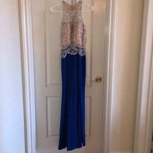 Royal Blue Embellished Prom Dress